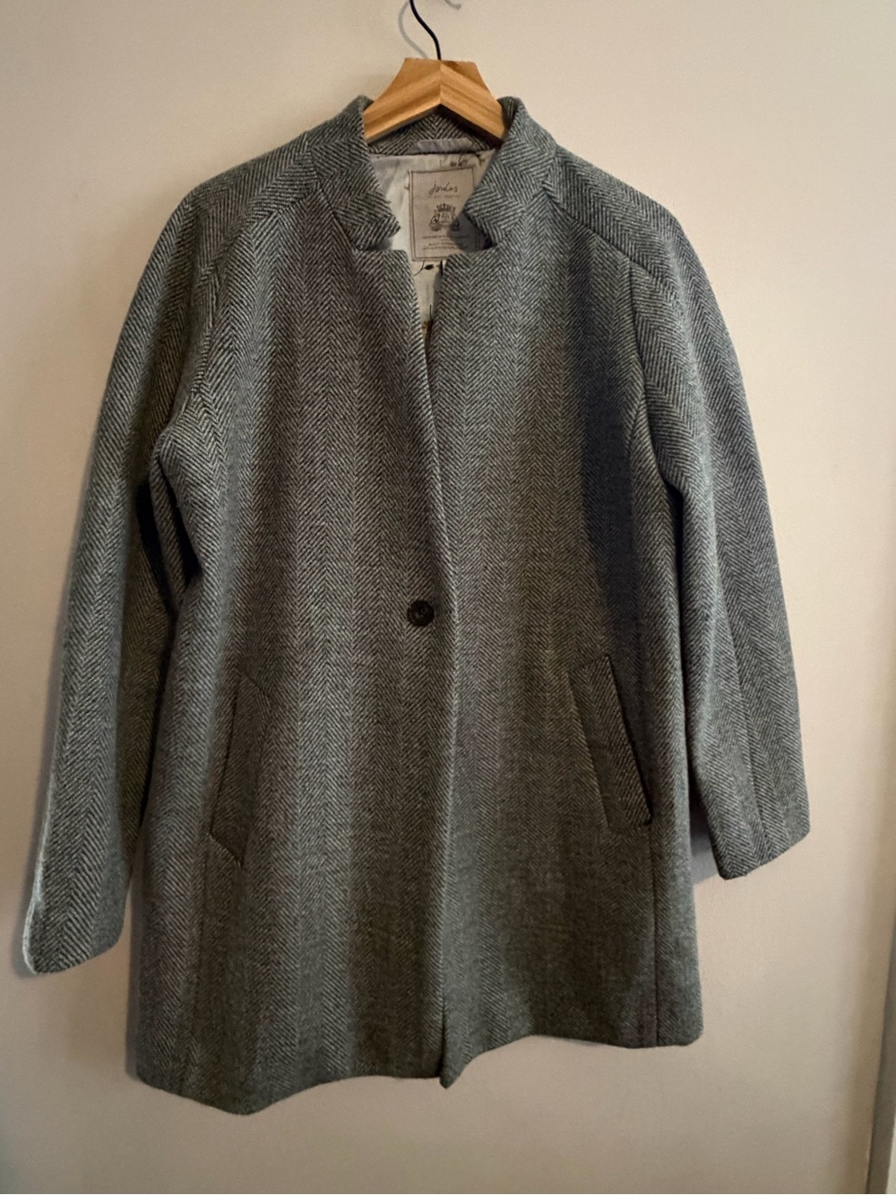 Joules addington mid length herringbone  coat size 10